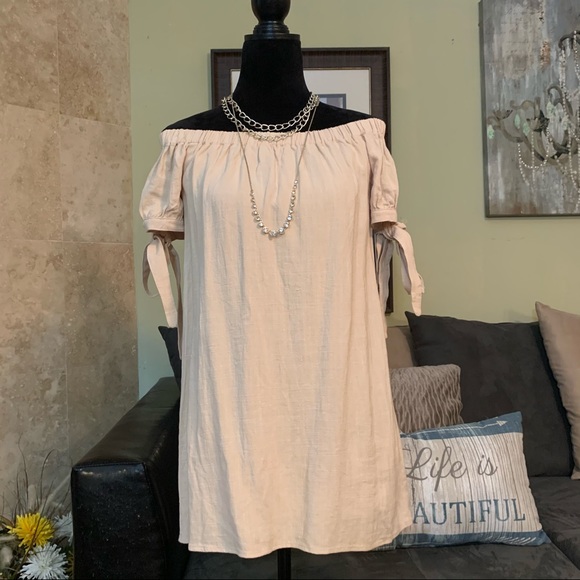‼️SOLD‼️LULUS | Off The Shoulder Tie Sleeves Dress - Picture 7 of 12